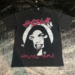 Hellstar Beautiful People Washed Black Graphic T-Shirt Men’s Size Large